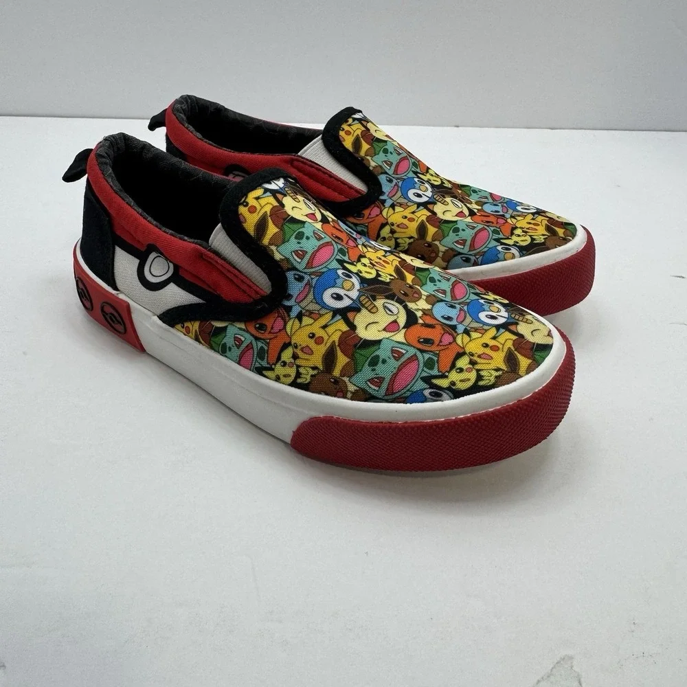 Pokemon PIKACHU Slip-On Canvas Ground Up Sneaker Shoes‎ Unisex Youth Size 1